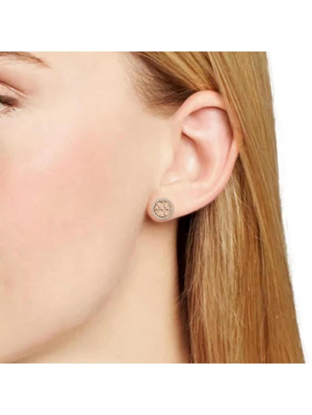 Tory Burch Gold Logo Stud Earrings - Picture 9 of 9